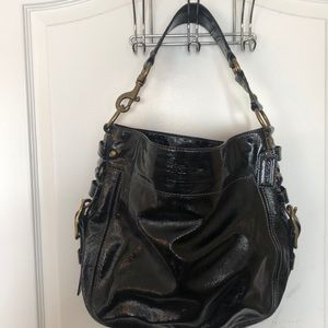 Black patent leather coach bag
